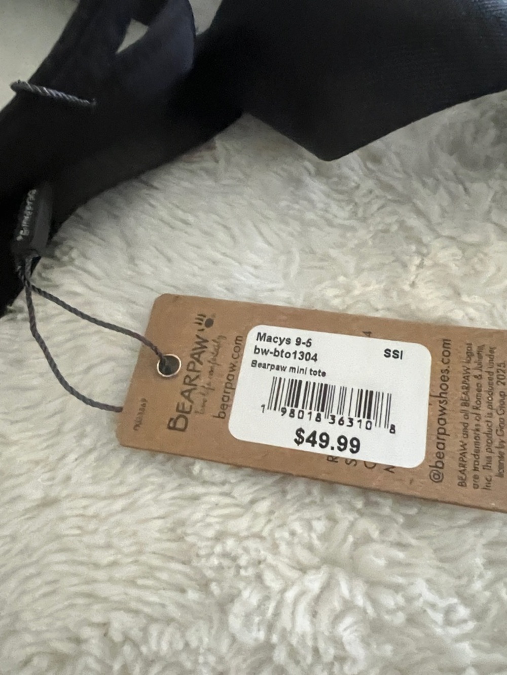 NWT BEARPAW Black Puffer Tote Silver Hardware, can use as crossbody, washable - Picture 15 of 16